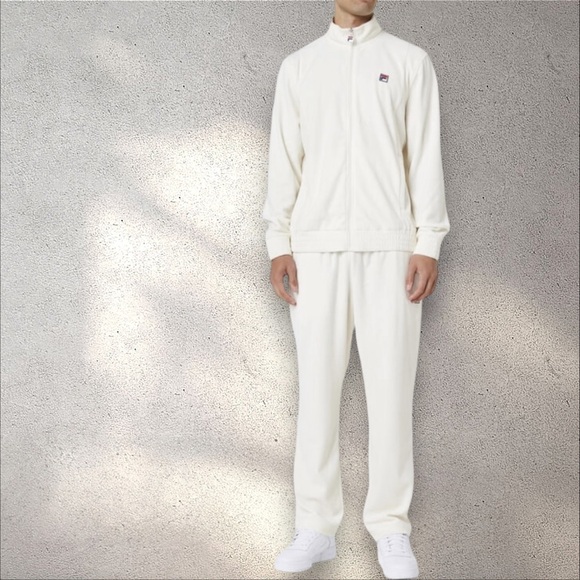 Men’s Fila Solid Gardenia Velour Casual Outfit Set Tracksuits NWT - Picture 2 of 3